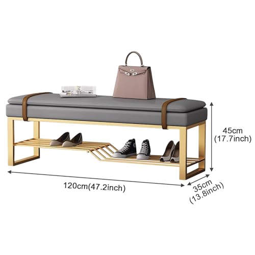 Banc à chaussures en métal robuste avec assise confortable et étagères