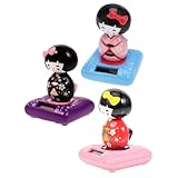 Beaupretty 着物ドールボブルヘッド ソーラー首振り車用飾り プラスチック製耐久性 車内装飾 コレクター向け 3個セット