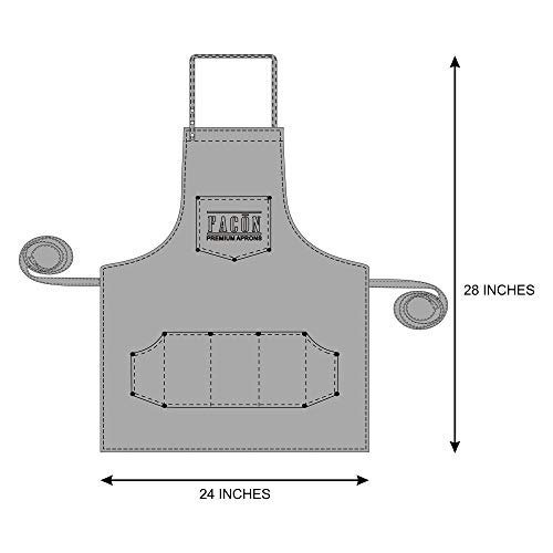 Facón Professional Leather Hair Cutting Hairdressing Barber Apron Cape For Salon Hairstylist - Multi-Use, Adjustable With 6 Pockets - Heavy Duty Premium Quality - Limited Edition - 28" X 24" (Red) #TOP6