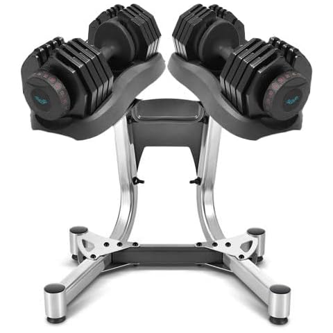 BRAINGAIN 17-in-1 Adjustable Dumbbells (WITH STAND) 2x 40KG Weight Set Affordable Dumbbells Adjustable Weights Space Saver Dumbbells for Home (80KG) Cover