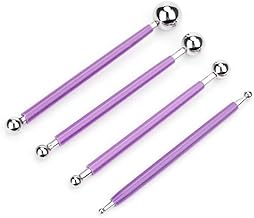4pcs Fondant Cake Decorating Clay Flower Sugarcraft Ball Model DIY Tool 8 Sizes (Purple)
