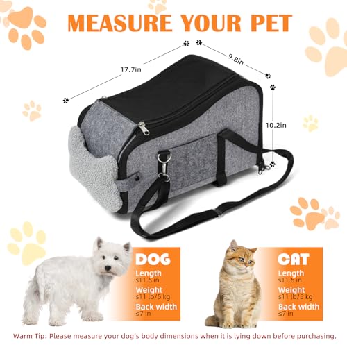 Hunde Autositz für kleine Hunde, Hundeautositz Auto mit Aufbewahrungstaschen, Hundeautositz Hundesitz Kleine Hunde, Hundebett Auto für Vordersitz, Autositz Hund, Ansteckbare Leine