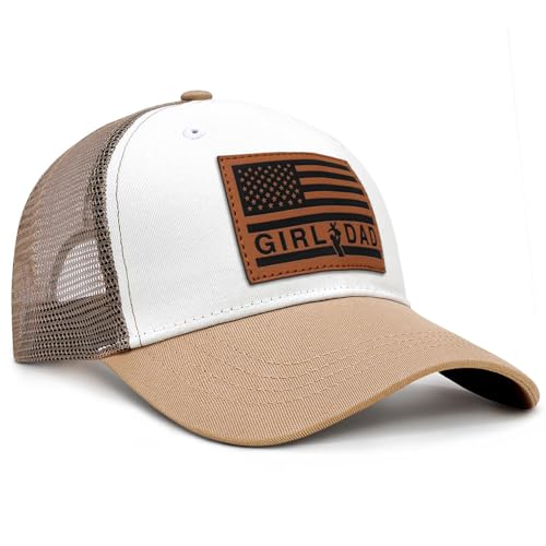Image of Girl Father Daddy Dad Leather Patch Hat Birthday for Dad Papa from Daughter Son Adjustable Trucker Hat