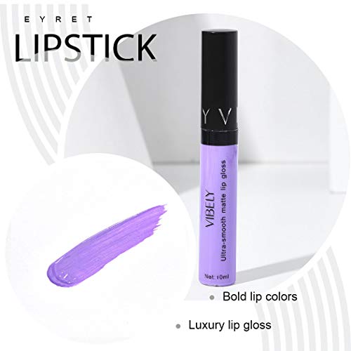 Eyret Matte Gothic Liquid Purple Lipstick Smooth Lip Gloss Waterproof Long Lasting Lip Color Professional Makeup Lipsticks For Women And Girls Pack Of 1 #TOP4