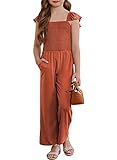 blibean Girl Summer Romper Tween Kid Short Sleeve Jumpsuit Sleeveless Outfit Solid Overalls Jumpers