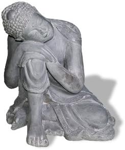 2200-9G Resting Buddha Statue, 22 by 23 by 20-Inch, Lead Gray