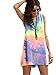 Romwe Women's Sleeveless V Neck Tie Dye Tunic Tops Casual Swing Tee Shirt Dress multicolored XS