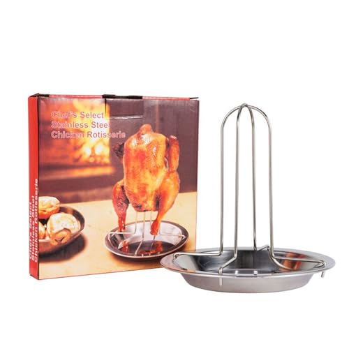 Knowlife Bierdosen Hähnchen Halter Für Grill - Edelstahl Gestell Zum Grillen - Tragbarer Grillrost Mit Auffangschale Für Garten Camping Party