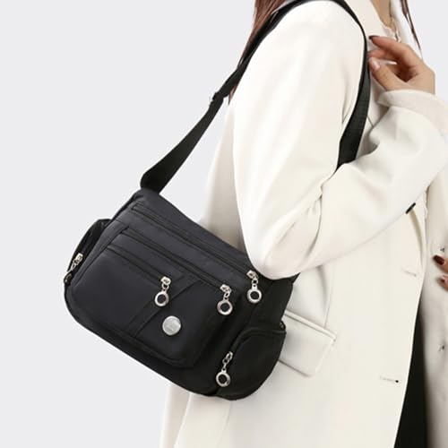 Nylon Crossbody Bags for Women Men Waterproof Shoulder Bag Ladies Casual Multi Pocket Tote Handbag Travel Messenger Bag