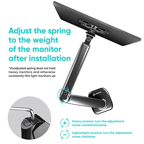 Image of ONKRON Single Monitor Mount Arm for 13-32 Inch Screens up to 17.6 lbs, Full Motion Monitor Mount Desk Swivel Tilt Rotation - 75x75 & 100x100 VESA Desk Mount /Computer Monitor Arm Gas Spring Black