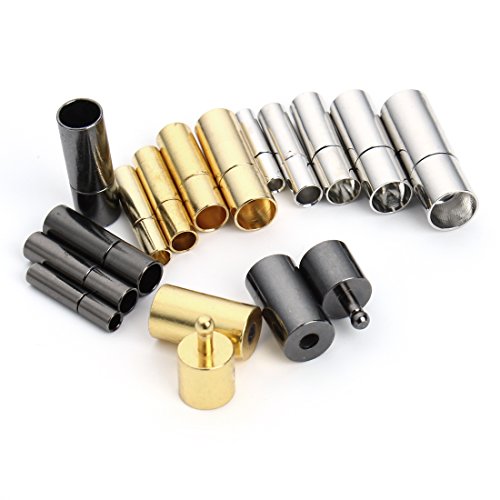 Linsoir Beads Strong Cylinder Bayonet Push Clasps Brass Cord Ends For 2.5Mm Round Leather Cord Buckle Mating Connectors Gun Black Plated Pack Of 20 #TOP4