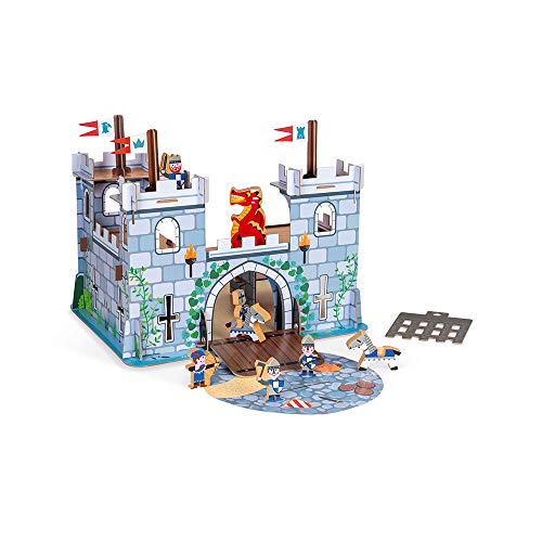 Janod Story Box - Fortified Castle Play Set - 9 Pieces - Ages 3+ - J08582