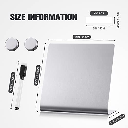 2 Pieces 8 X 8 Inch Metal Magnetic Bulletin Board With Stand For Tabletop Metal Easel Board Mini Magnetic Memo Board With 4 Magnets, 100 Magnetic Labels And 2 Erasable Pen For Display #TOP5