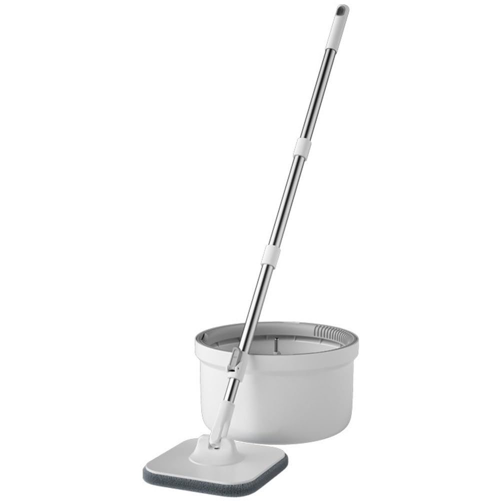 Mop obrotowy i wiadro z oddzielną wodą brudną i czystą, System mopa i wiaderka obrotowego 360°, 3 wymienne nakładki do mopa, Kwadratowy mop do czyszczenia marmurowych ścian z twardego drewna
