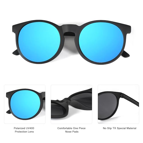 Image of WISTON Polarized Round Sunglasses for Women & Men,Running Sunglasses Retro Classic UV400 Protection TR Frame Lightweight 8107