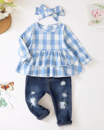 Image of Renotemy Baby Girl Clothes Toddler Girl Clothes Outfits Infant Clothing Jeans Pants Set Cute Clothes Set for Girls