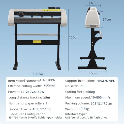 Image of Cutter Plotter Machine,Vinyl Cutter Machine with Cloth Bag,LCD Display,Vinyl Plotter Adjustable Speed Force for Creative Design,Cutting (32in)