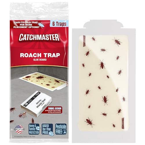 Catchmaster Roach Trap Glue Boards 6-Pk, Adhesive Bug Catcher, Insect & Roach Killer, Scorpion, Spider, Cricket, & Cockroach Traps for Home, Bulk Glue Traps for House & Garage, Pest Control for Home