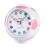 [page_title]-Ayybboo Kinderwecker Jungen Mädchen, Wecker Analog Kinder Fußball Analoge Wecker Ohne Ticken Lautloser Wecker Analoger Leise Kein Ticken mit Leuchtzeigern Nachtlicht für Jungen Mädchen (Pink)
