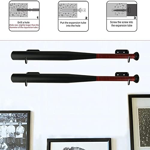 2 Pair Acrylic Baseball Bat Wall Mount Holder - Baseball Bat Horizontal Display Rack Hanger - Softball Bat Wall Holder Stand For Memorabilia And Collectible (Black) #TOP3