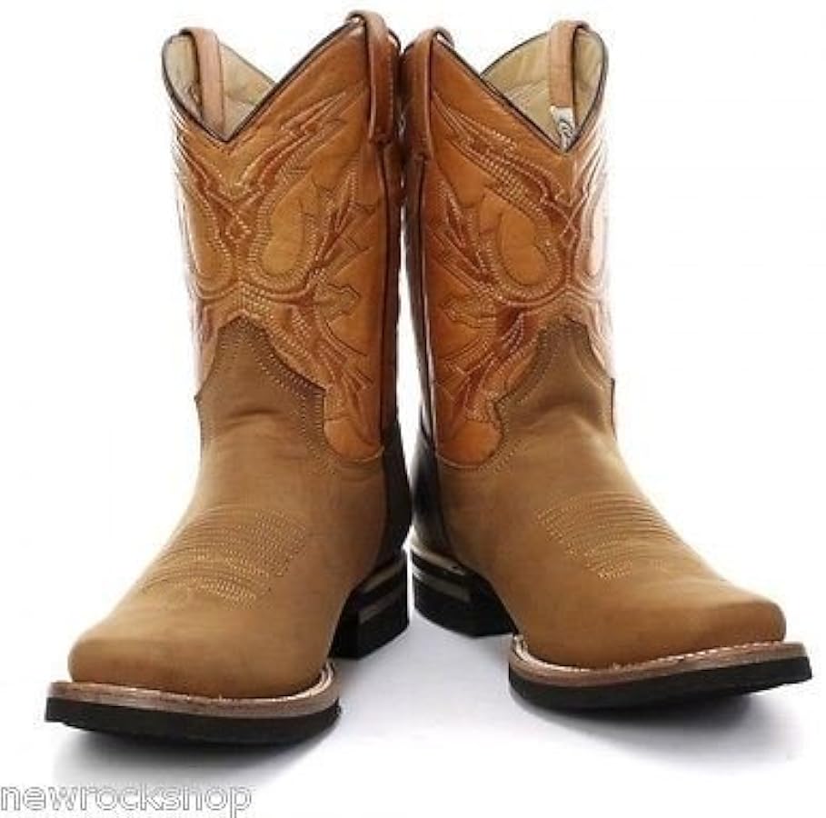 Bottes Cowboy Grinders Dallas Pour Femme – Cuir Marron, Brodées, Mi-mollet – Fabriquées Au Mexique