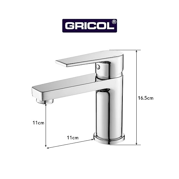 Gricol Wasserhahn Bad Waschbecken Massiv Messing Mischbatterie Einhebelarmatur Badarmaturen Kaltwasserarmatur Kaltwasserhahn Silber – Bild 7