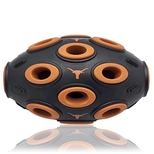 Pets First Texas Longhorns Football Treat Dispensing Toy - Interactive Fun with Natural Rubber, for Dogs and Cats (TX-3622)