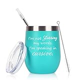 Qtencas Funny Wine Tumbler, I'm Not Slurring My Words I'm Speaking in Cursive Tumbler, Christmas...