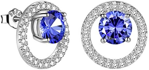 12 Months Birthstone Collection Jewellery Gift for Girls Womens Birthday Christmas Day Gift White Gold Over 925 Sterling Silver Birthstone Necklace Adjustable Ring Hola Stud Earrings Birthstone Gifts