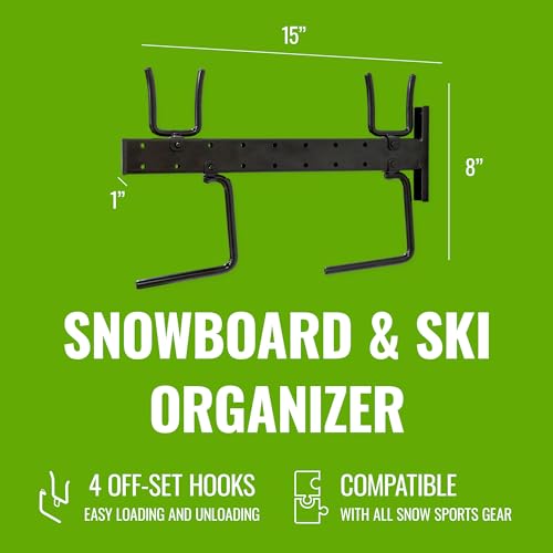 StoreYourBoard Ski and Snowboard Wall Rack, Heavy Duty Snowboard Wall Mount and Ski Rack Wall Mount for Garage Racks for Storage, Space-Saving Vertical or Horizontal Organizer for Skis, Boards & Gear