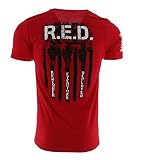 Nine Line Remember Everyone Deployed T-Shirt 2XL - Unisex Patriotic Red T-Shirt - Dropline Logo and