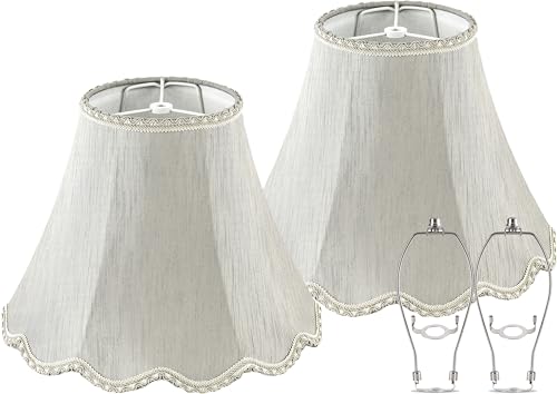 PAPAYA Lamp Shades Set of 2 6"x13"x9.8" Scalloped Lamp Shade Gray Petal
