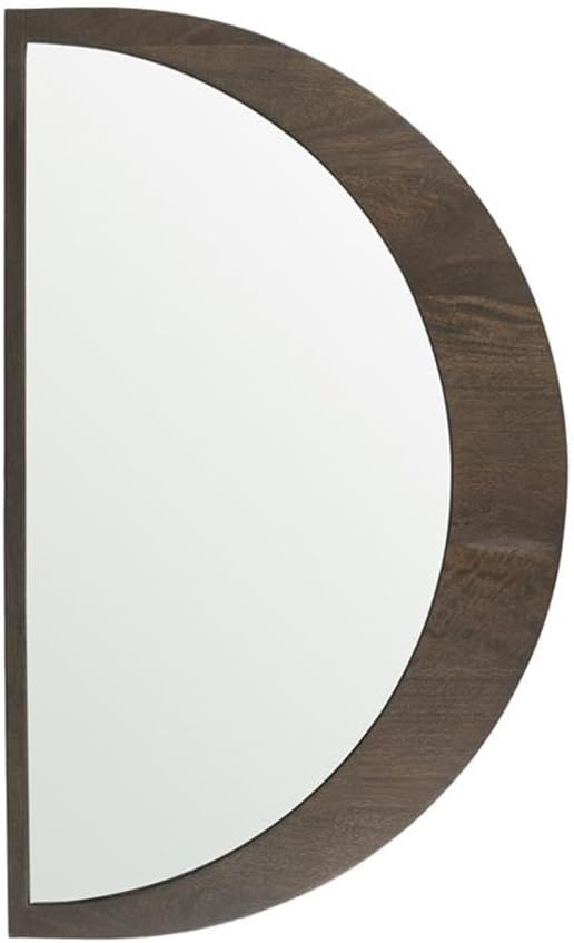 Pemberly Row Small Arched Wall Mirror, 36x1x21.3 in, Mango Wood Frame, Dark Brown Finish, Modern/Contemporary Design, Premium Glass, Pre-Assembled Decorative Accent for Living Room or Bedroom
