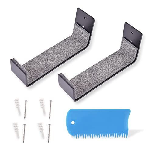 Podoko Soporte de pared para tabla de surf, soporte horizontal para tabla de surf con relleno de fieltro extendido, completo con peine de cera dentada