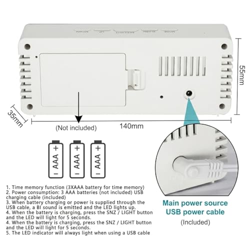 Image of Digital Alarm Clock for Bedroom and Study Table LED Mirror Display Desk Clock with Snooze and Time Date Temperature Function Modern Table Clock White | Pack of 1