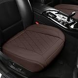 TTMiku 2-Pack Bottom Seat Cover for Cars, Brown Luxury Faux Leather Side Wrapped Auto Front Seats Cu