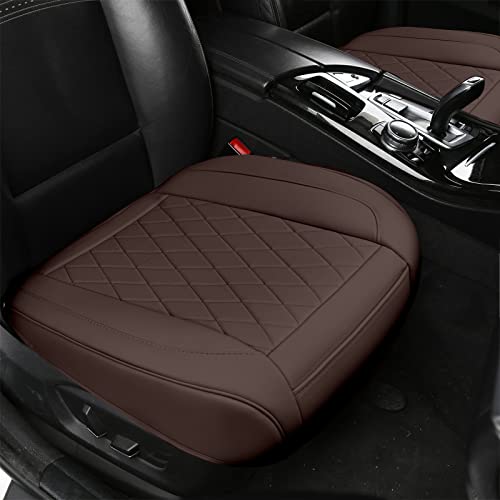 Ttmiku 2-Pack Bottom Seat Cover For Cars, Brown Luxury Faux Leather Side Wrapped Auto Front Seats Cushion Protector With Storage Pockets, Universal Fit 90% Sedan Suv #TOP6