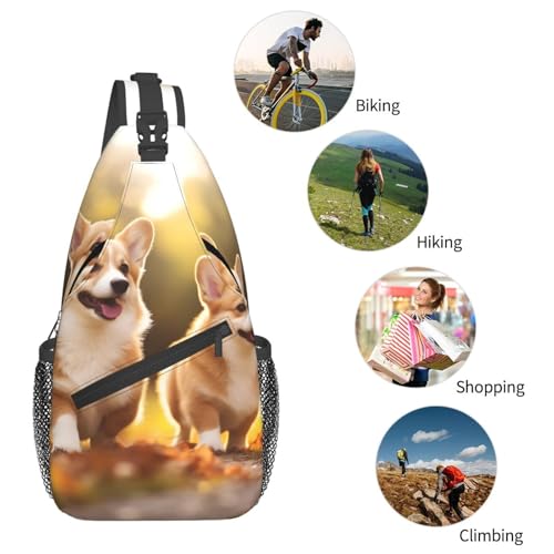 Bolso cruzado para pecho estilo corgi negro unisex miniatura 5