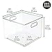 mDesign Plastic Modern Storage Organizer Bin Basket with Handles for Kitchen Organization - Shelf, Cubby, Cabinet, and Closet Organizing Decor - Ligne Collection - Clear