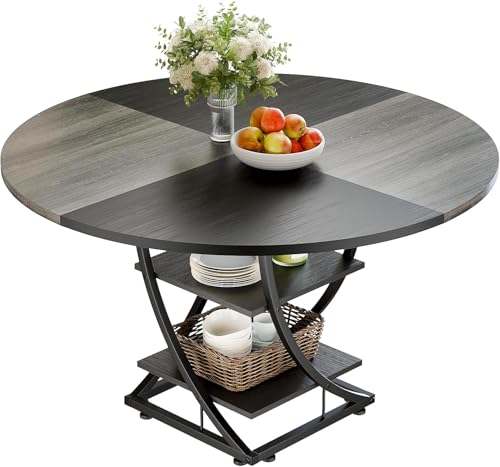 Round Dining Table for 4-6, 47 inch Circle Kitchen Table
