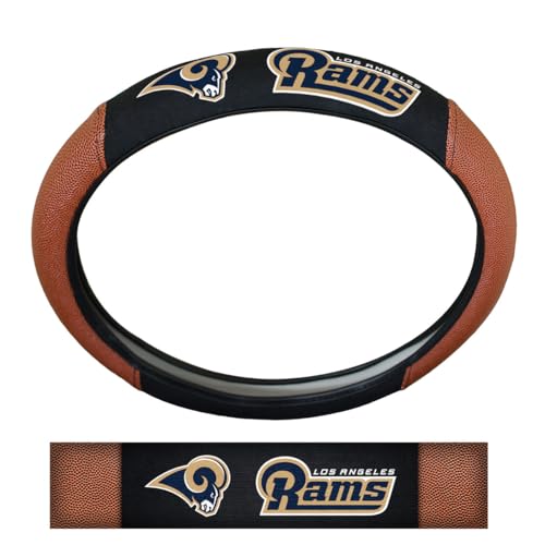 FANMATS 62110 Los Angeles Rams Football Grip Steering Wheel Cover 15" Diameter