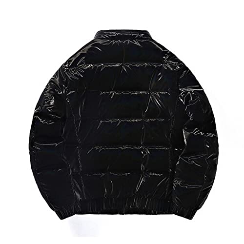 Generic Parca bomber masculina casual zíper completo metálico brilhante curto casaco acolchoado jaqu
