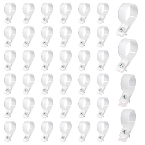 Image of VooGenzek 40 PCS 1 Inch R-Type Cable Clip Wire Clamp, Nylon Screw Mounting Cord Fastener Clips with 40 PCS Screws, for Wire Management (White)