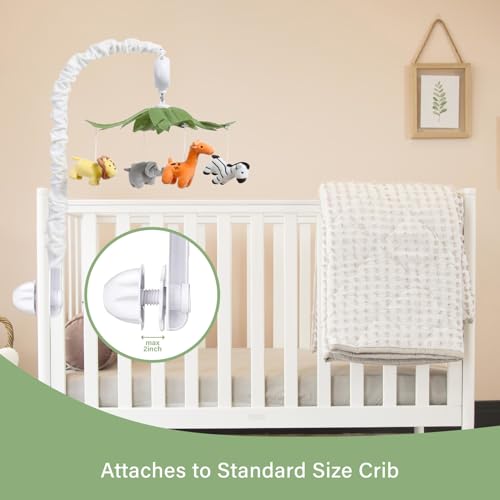 Crib Mobile, Baby Mobile with 12 Lullabies, Musical Baby Crib Mobile for Boys or Girls, Safari Animals Crib Toys Hanging, Safari Nursery Decor