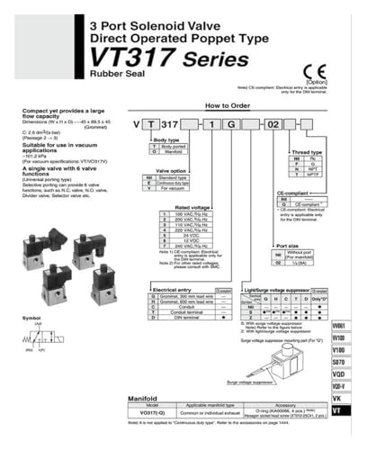 Électrovanne à vide VT317E-5G-02 à bobine basse consommation et commutation rapide - 4