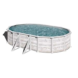 POOLCREW Steel Frame Pool Seeland, opzetzwembad set incl. pomp en filter, zwembad met zandfilterinstallatie en ladder, pool complete set ovaal 610 x 375 x 132 cm