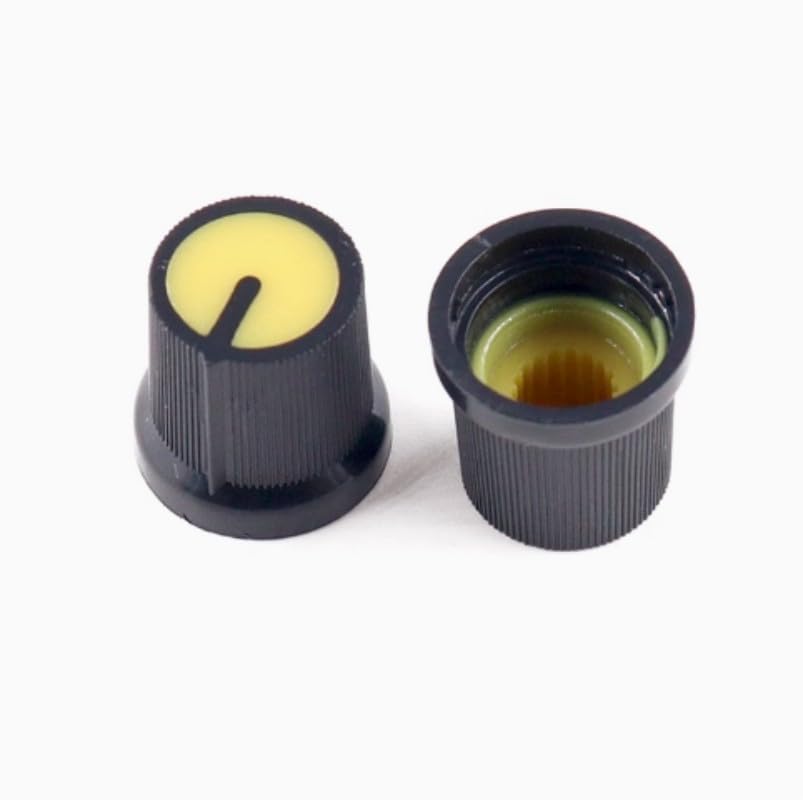Embellecedor potenciómetro WH148 amarillo 6mm con moldeado de alta densidad para chasis