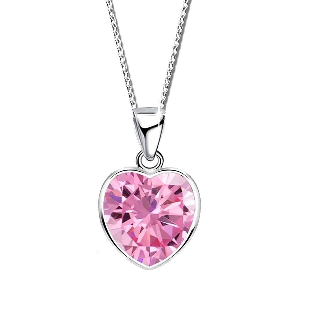 Kinder Mädchen Schmuckset echt 925 Sterling Silber Kette mit Ohrringe Herz rosa Ohrhänger (Set K978+K473o / 40+5cm)