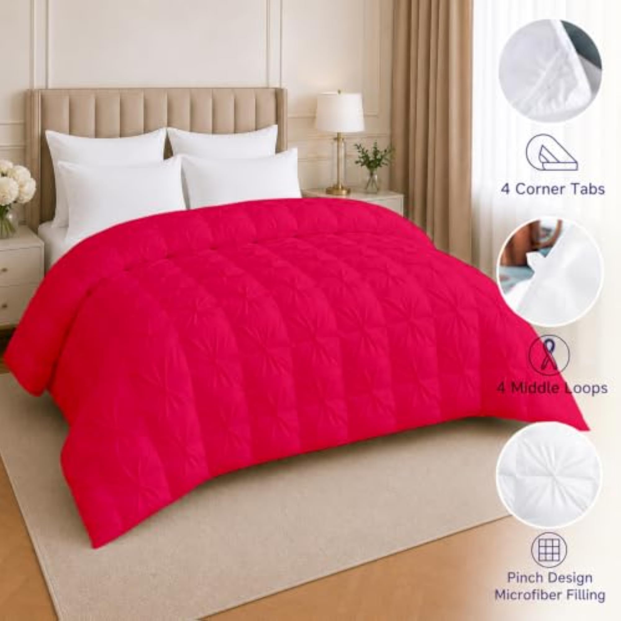 Microfiber AC Razai/Comforter, Pintuck Hot Pink, Single