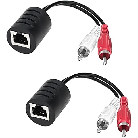 UIInosoo 2-Pack Stereo RCA to Stereo RCA Audio Extender Over Cat5 / Cat6 Cover